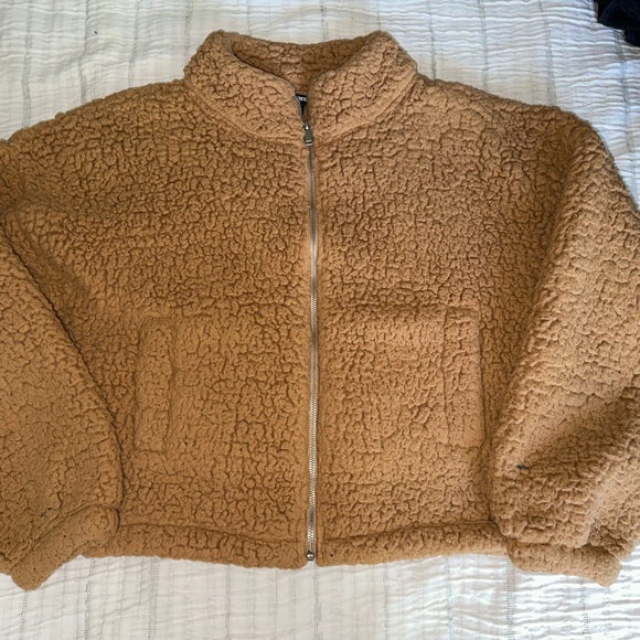 Express Tan Teddy Jacket - Picture 1 of 2